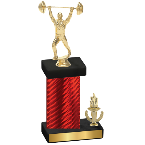 Accented Single Red Carbon Fiber Victory Weights Trophy