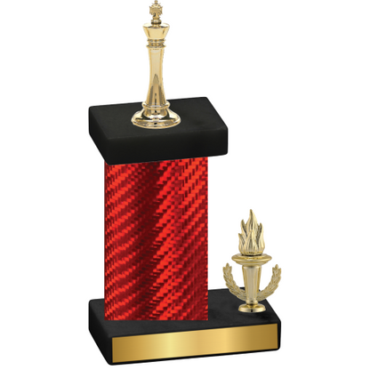 Accented Single Red Carbon Fiber Victory Chess Trophy