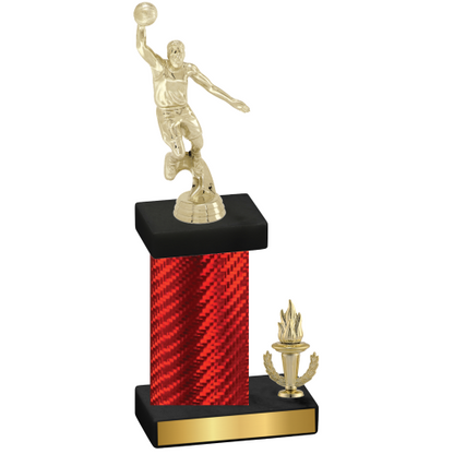 Accented Single Red Carbon Fiber Victory Basketball Trophy