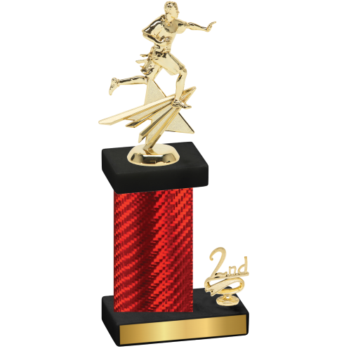 Accented Single Red Carbon Fiber Second Place Flag Football Trophy