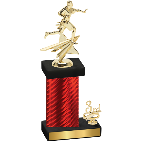 Accented Single Red Carbon Fiber Third Place Flag Football Trophy