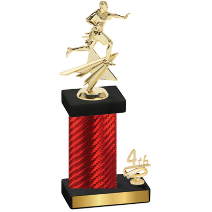 Accented Single Red Carbon Fiber Fourth Place Flag Football Trophy