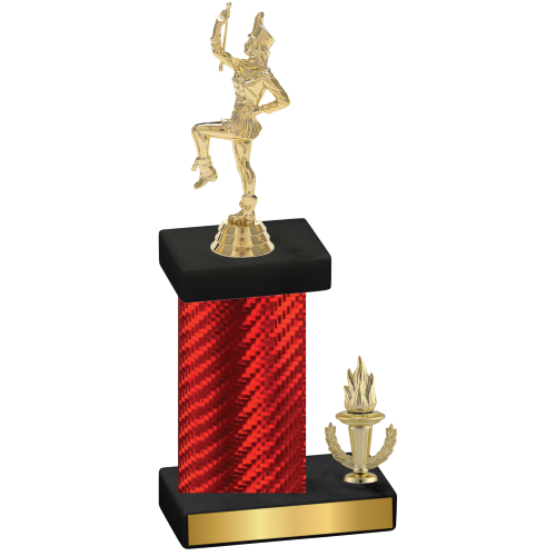 Accented Single Red Carbon Fiber Victory Majorette Trophy