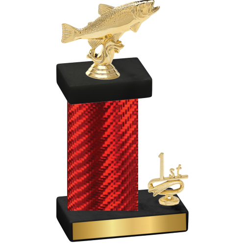 Accented Single Red Carbon Fiber First Place Fishing Trophy