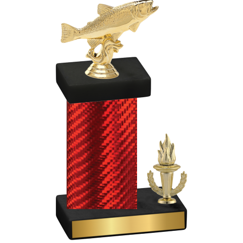 Accented Single Red Carbon Fiber Victory Fishing Trophy