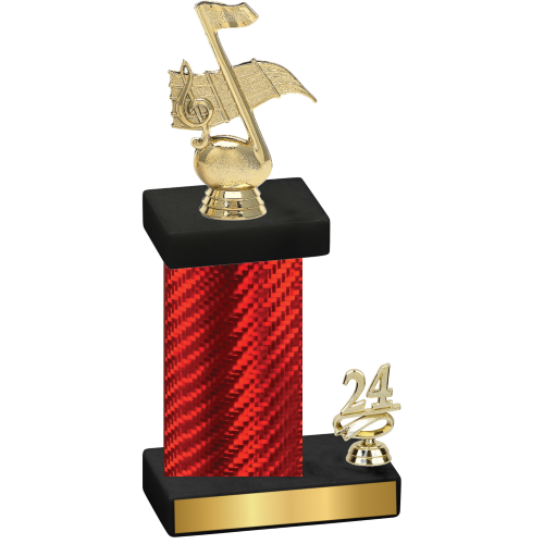 Accented Single Red Carbon Fiber Year Music Trophy