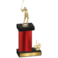 Accented Single Red Carbon Fiber First Place Golf Trophy