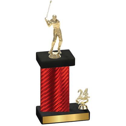 Accented Single Red Carbon Fiber Year Golf Trophy