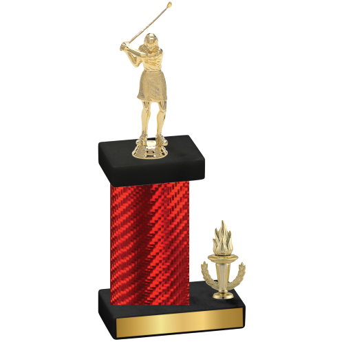 Accented Single Red Carbon Fiber Victory Golf Trophy