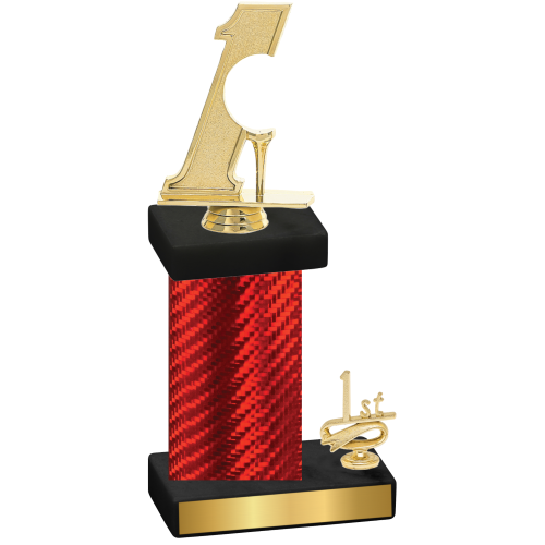 Accented Single Red Carbon Fiber First Place Golf Trophy