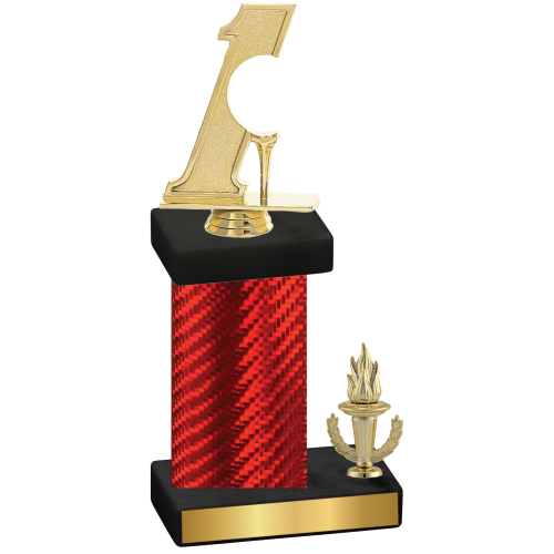 Accented Single Red Carbon Fiber Victory Golf Trophy