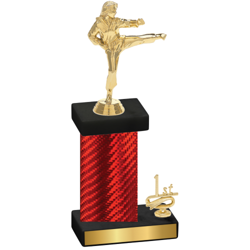 Accented Single Red Carbon Fiber First Place Karate Trophy