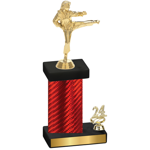 Accented Single Red Carbon Fiber Year Karate Trophy