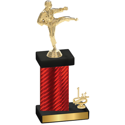 Accented Single Red Carbon Fiber First Place Karate Trophy