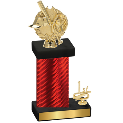 Accented Single Red Carbon Fiber First Place Baseball Trophy