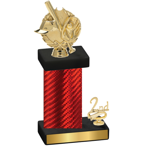 Accented Single Red Carbon Fiber Second Place Baseball Trophy