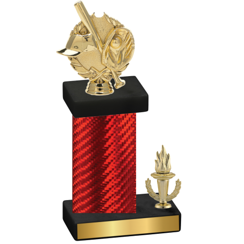 Accented Single Red Carbon Fiber Victory Baseball Trophy