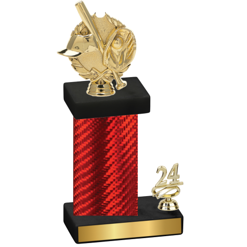 Accented Single Red Carbon Fiber Year Baseball Trophy