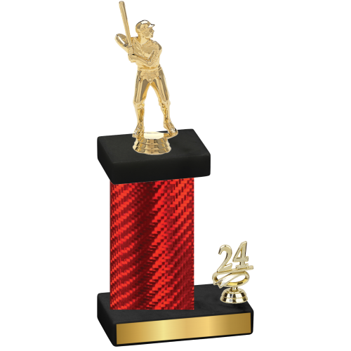 Accented Single Red Carbon Fiber Year Baseball Trophy