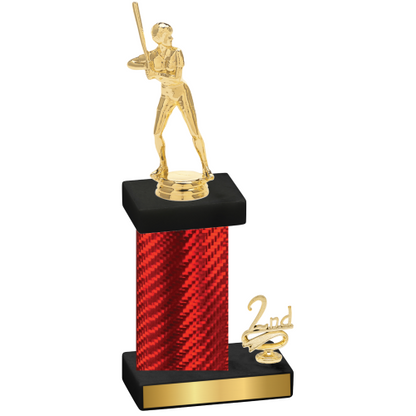 Accented Single Red Carbon Fiber Second Place Softball Trophy