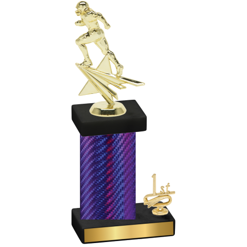 Accented Single Purple Carbon Fiber First Place Football Trophy