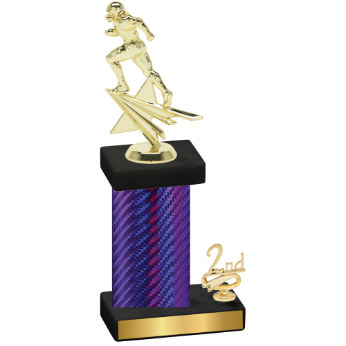 Accented Single Purple Carbon Fiber Second Place Football Trophy