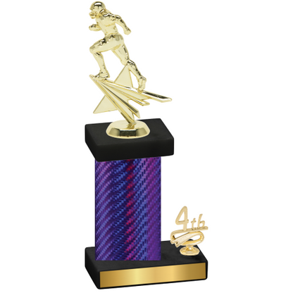 Accented Single Purple Carbon Fiber Fourth Place Football Trophy