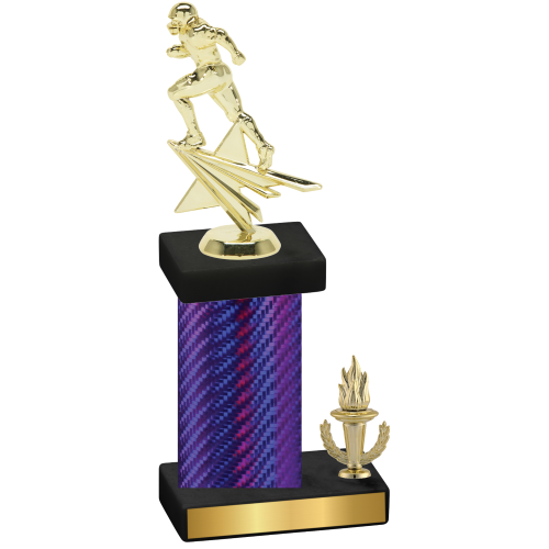 Accented Single Purple Carbon Fiber Victory Football Trophy