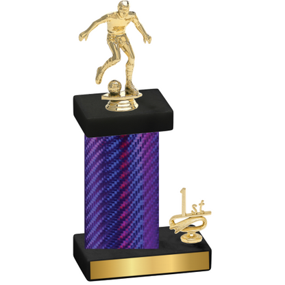 Accented Single Purple Carbon Fiber First Place Soccer Trophy