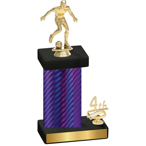 Accented Single Purple Carbon Fiber Fourth Place Soccer Trophy