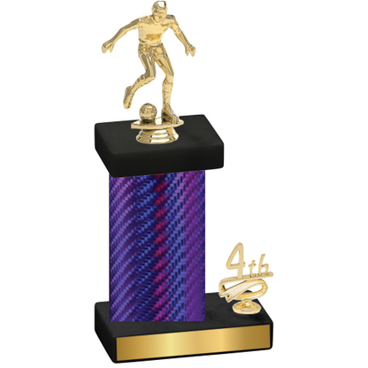 Accented Single Purple Carbon Fiber Fourth Place Soccer Trophy