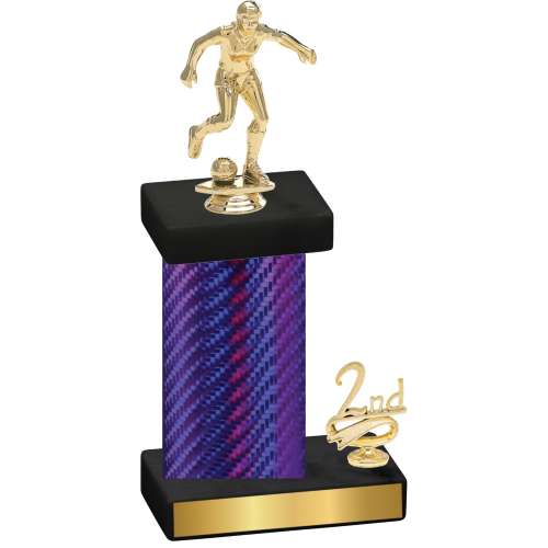 Accented Single Purple Carbon Fiber Second Place Soccer Trophy