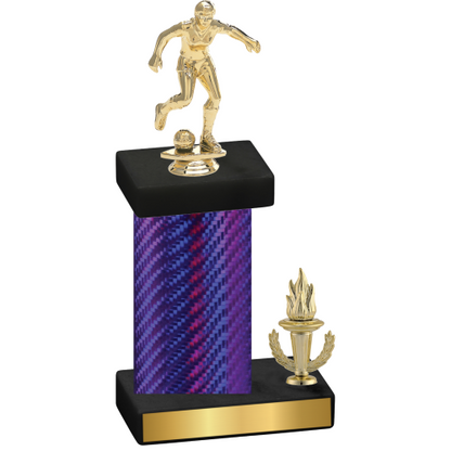 Accented Single Purple Carbon Fiber Victory Soccer Trophy