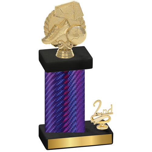 Accented Single Purple Carbon Fiber Second Place Soccer Trophy