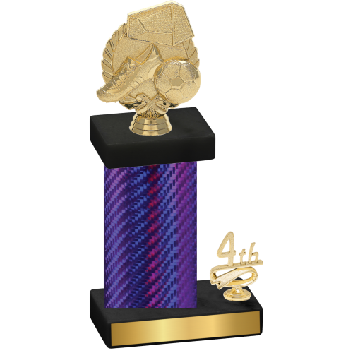 Accented Single Purple Carbon Fiber Fourth Place Soccer Trophy