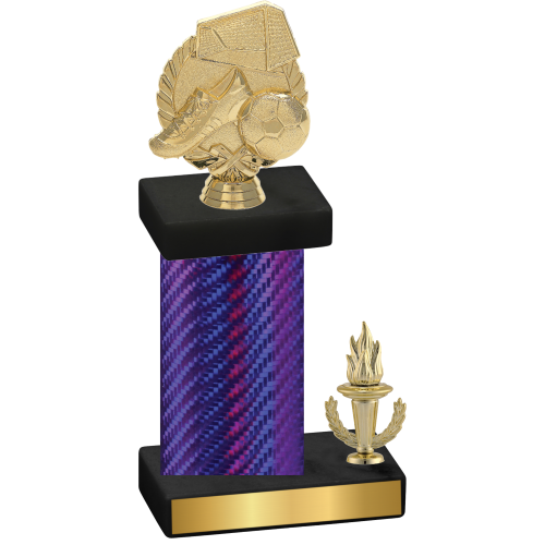 Accented Single Purple Carbon Fiber Victory Soccer Trophy