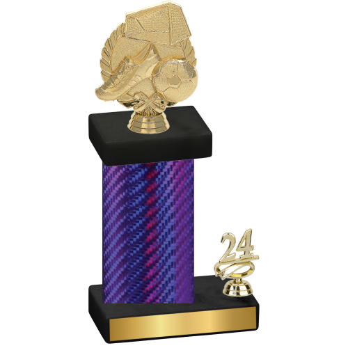 Accented Single Purple Carbon Fiber Year Soccer Trophy