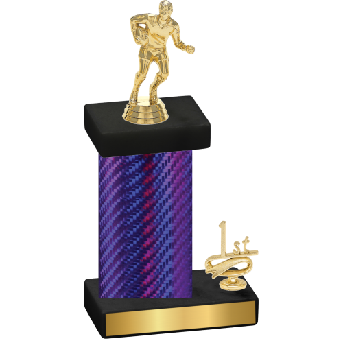 Accented Single Purple Carbon Fiber First Place Rugby Trophy