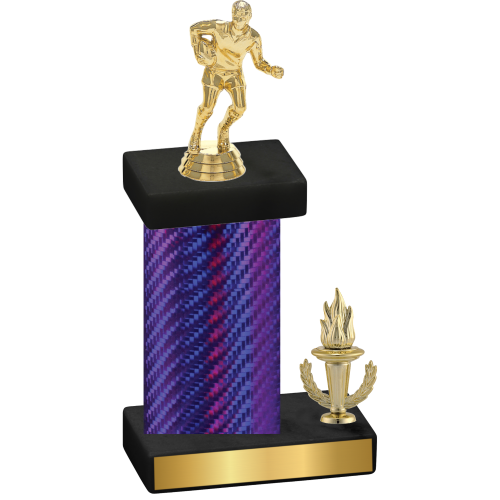 Accented Single Purple Carbon Fiber Victory Rugby Trophy