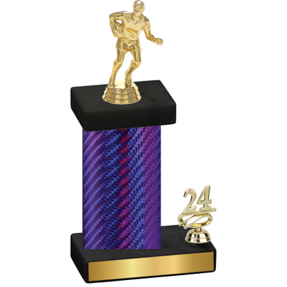 Accented Single Purple Carbon Fiber Year Rugby Trophy