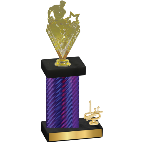 Accented Single Purple Carbon Fiber First Place Rugby Trophy