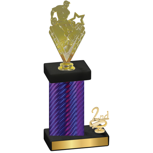 Accented Single Purple Carbon Fiber Second Place Rugby Trophy