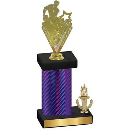 Accented Single Purple Carbon Fiber Victory Rugby Trophy