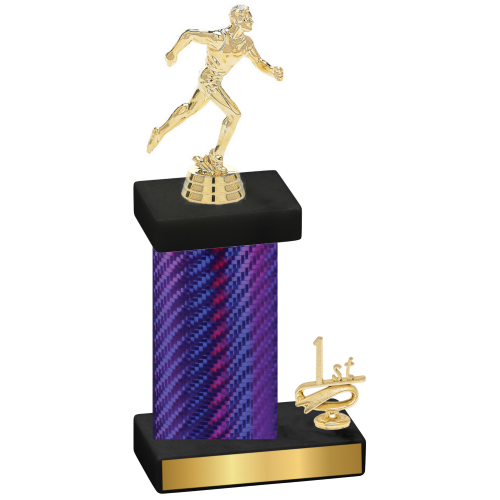 Accented Single Purple Carbon Fiber First Place Running Trophy