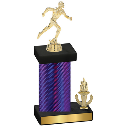 Accented Single Purple Carbon Fiber Victory Running Trophy