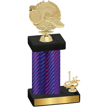 Accented Single Purple Carbon Fiber First Place Running Trophy