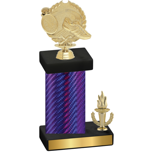 Accented Single Purple Carbon Fiber Victory Running Trophy