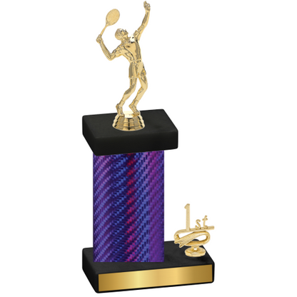 Accented Single Purple Carbon Fiber First Place Tennis Trophy