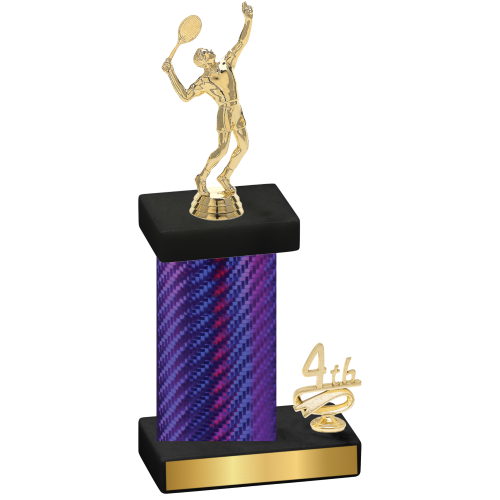 Accented Single Purple Carbon Fiber Fourth Place Tennis Trophy