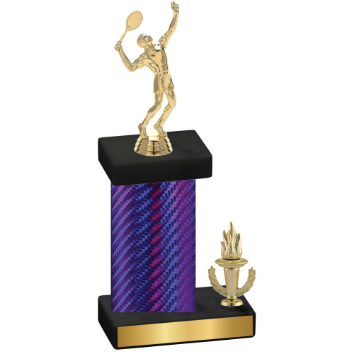 Accented Single Purple Carbon Fiber Victory Tennis Trophy